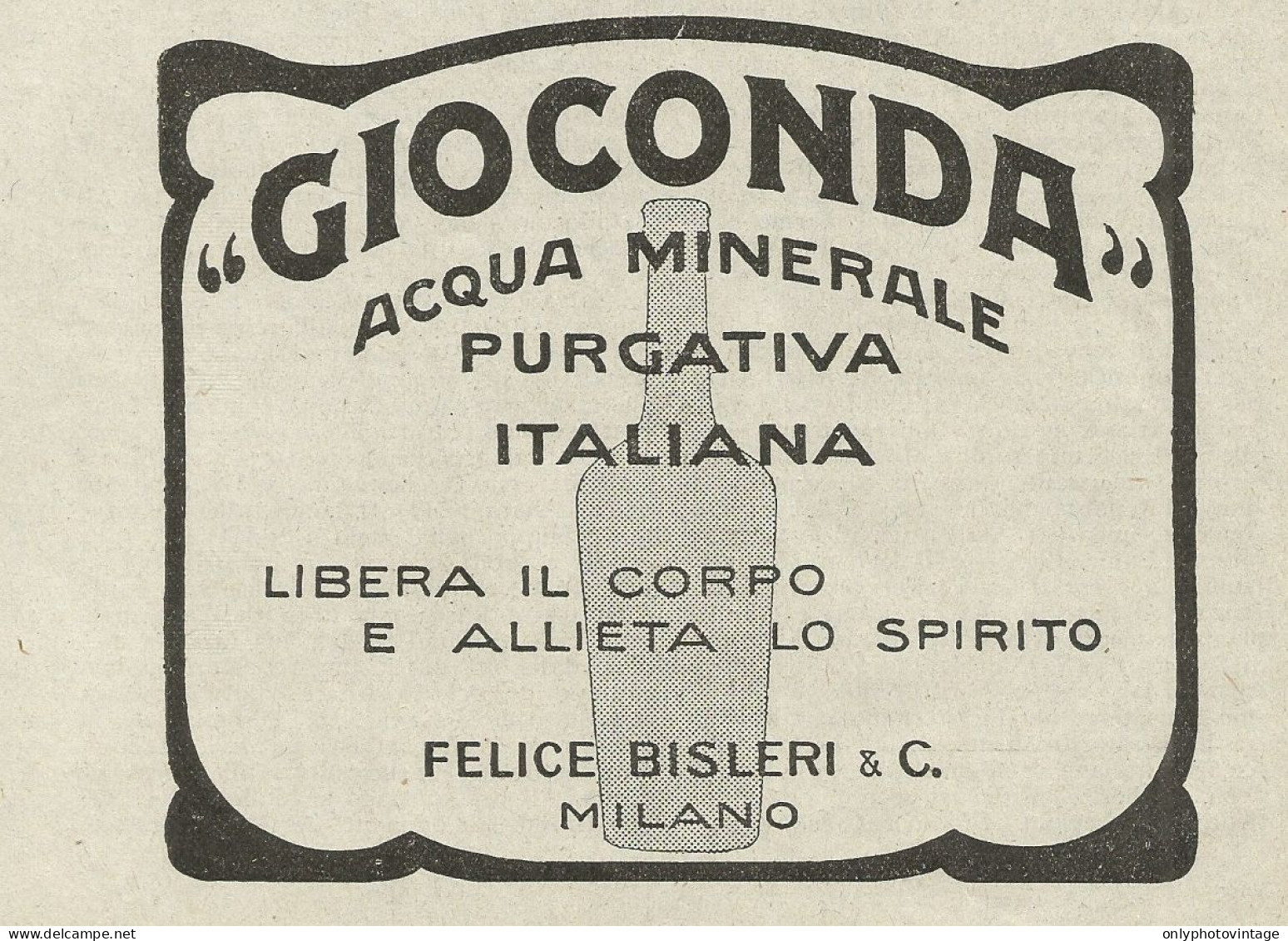 GIOCONDA Acqua Minerale Purgativa Italiana - Pubblicità 1925 - Advertising - Pubblicitari