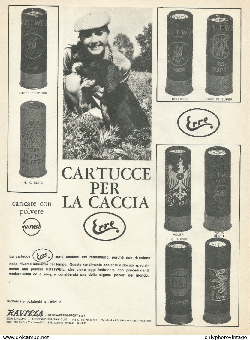 Cartucce ERRE - RAVILLA CACCIA PESCA - Pubblicità 1969 - Advertising - Pubblicitari