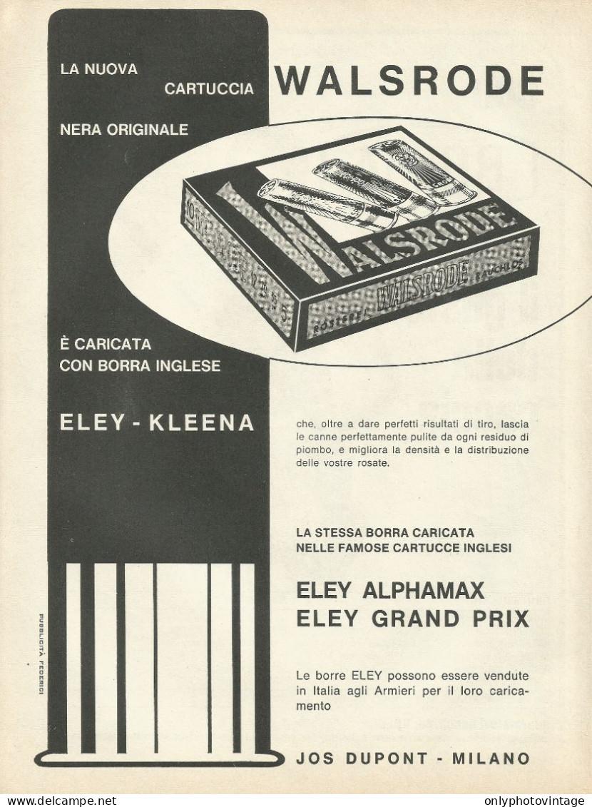 ELEY Grand Prix - Cartucce WALSRODE - Pubblicità 1969 - Advertising - Pubblicitari