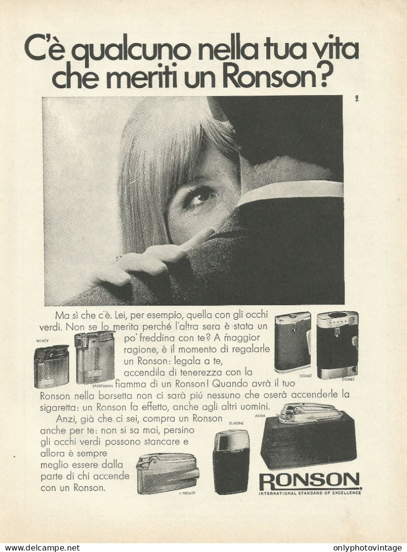 Accendini RONSON - Pubblicità 1969 - Advertising - Pubblicitari