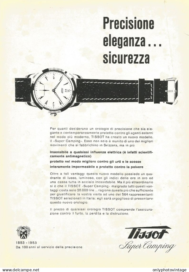 Orologio TISSOT Super Camping - Pubblicità 1953 - Advertising - Publicités