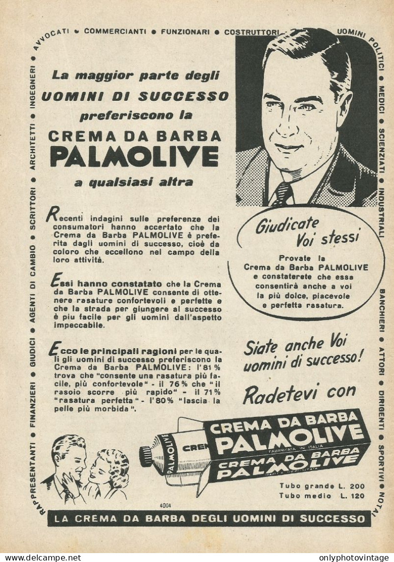 Crema Da Barba PALMOLIVE - Pubblicità 1953 - Advertising - Publicités