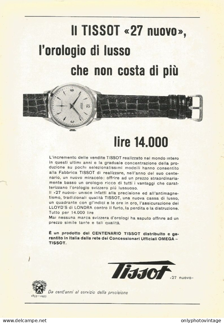 Orologio TISSOT "27 Nuovo" - Pubblicità 1955 - Advertising - Publicités