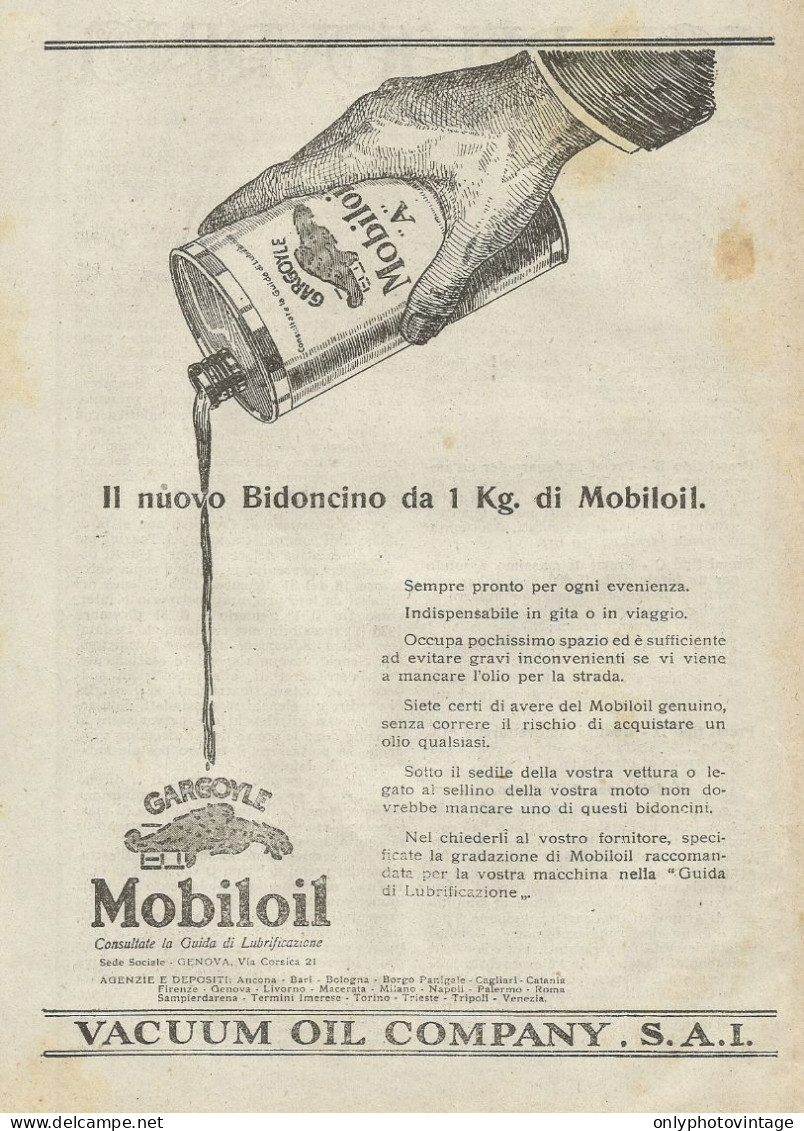 MOBILOIL Gargoyle - Vacuum Oil Company - Pubblicità 1925 - Advertising - Publicités