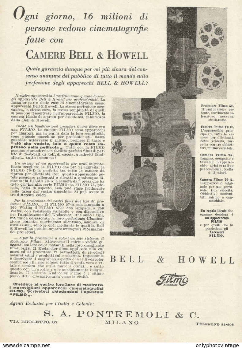 Video Camere BELL & HOWELL - Pubblicità 1930 - Advertising - Publicidad