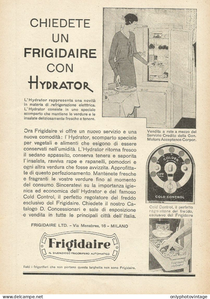 Frigorifero Automatico FRIGIDAIRE - Pubblicità 1931 - Advertising - Publicités