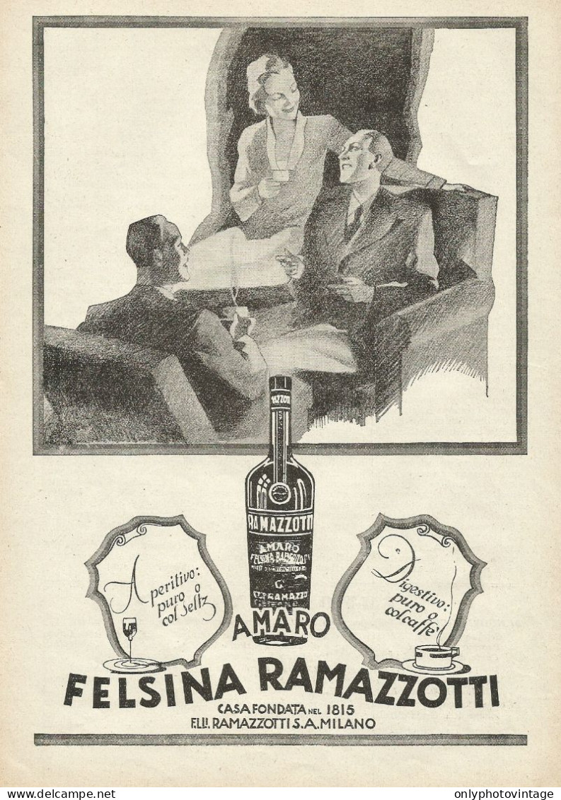 Amaro Felsina RAMAZZOTTI - Pubblicità 1933 - Advertising - Publicités