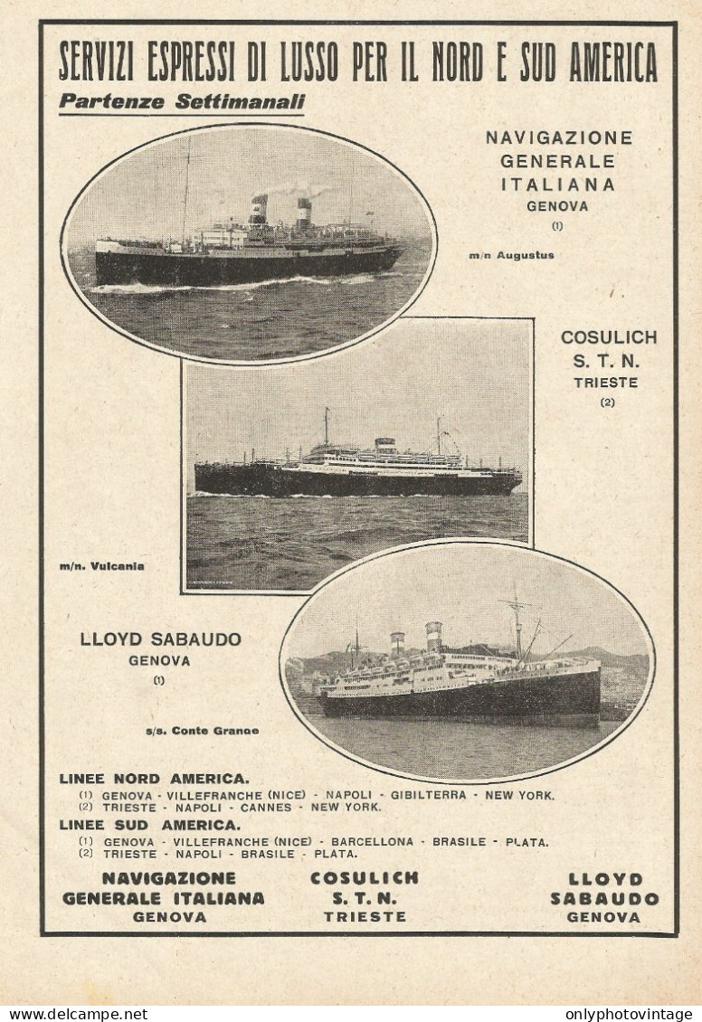 Navigazione Generale Italiana - Pubblicità 1931 - Advertising - Werbung