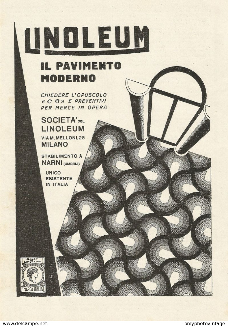 Linoleum Il Pavimento Moderno - Pubblicità 1930 - Advertising - Werbung