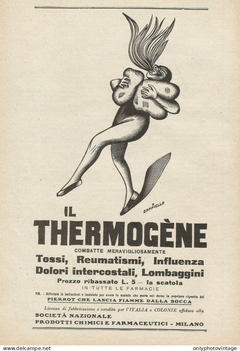 Thermogene - Tossi Reumatismi - Illust. Cappiello - Pubblicità 1927 - Adv. - Advertising