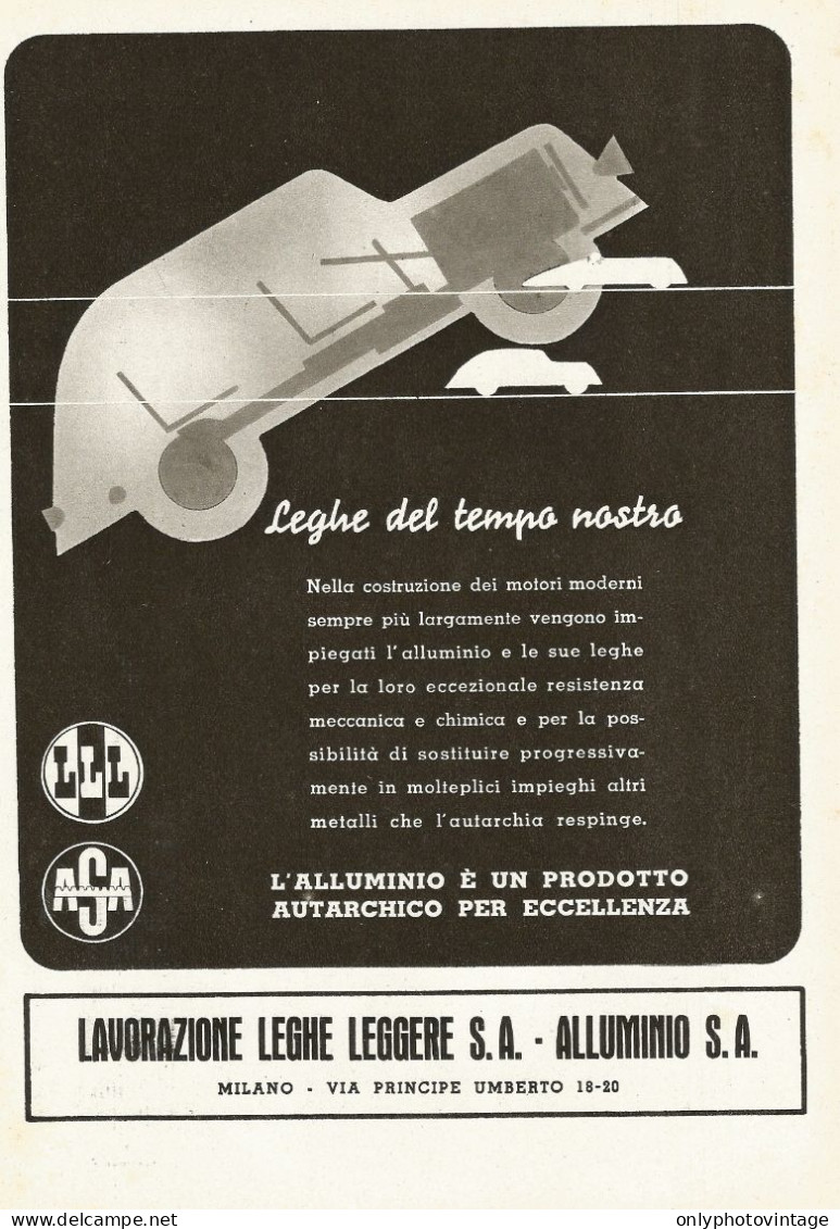 Lavorazione Leghe Leggere - Alluminio - Pubblicità 1940 - Advertising - Werbung