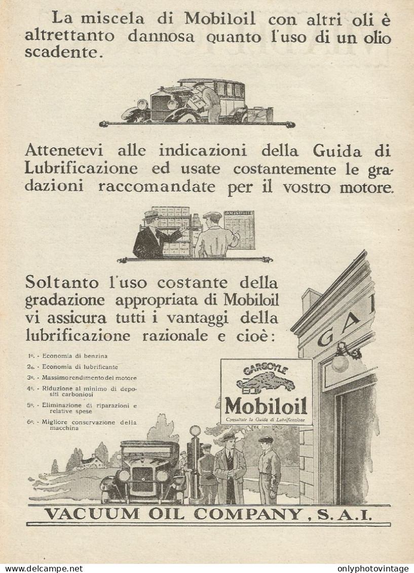 Mobiloil - Vacuum Oil Company , S.A.I. - Pubblicità 1927 - Advertising - Advertising