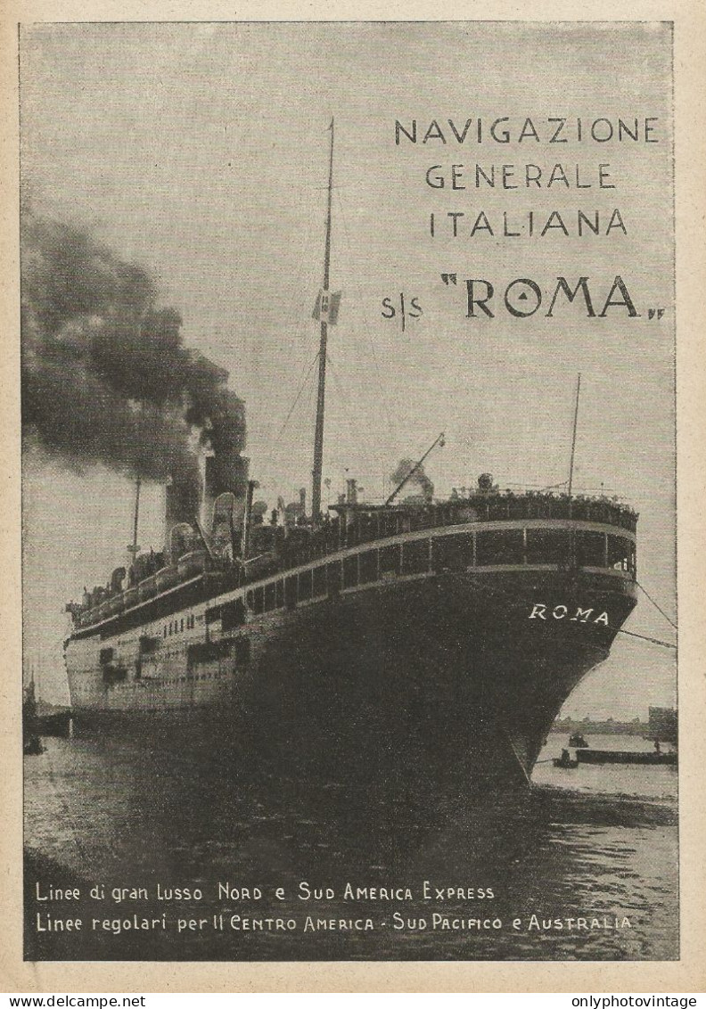 Navigazione Generale Italiana S/S Roma - Pubblicità 1927 - Advertising - Publicités