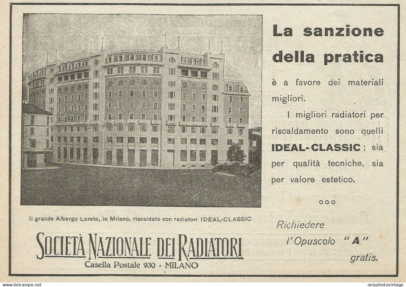 Società Nazionale Dei Radiatori - Pubblicità 1927 - Advertising - Advertising