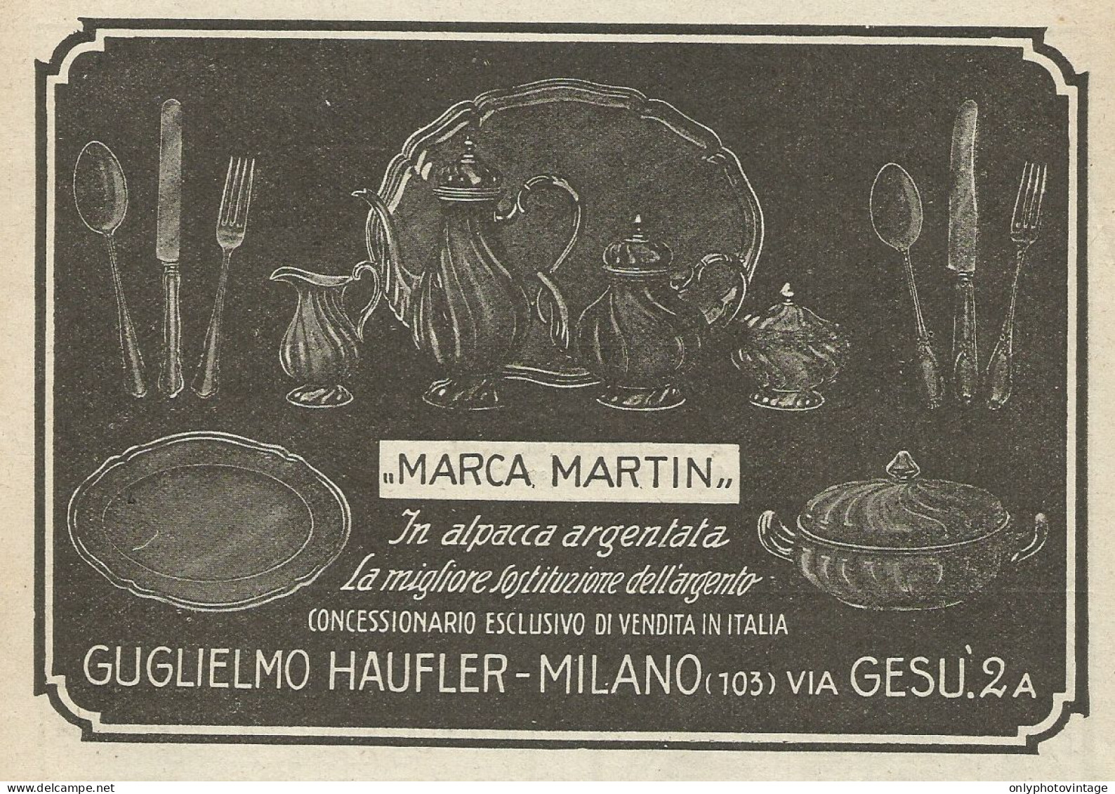 Marca Martin Posate In Alpacca Argentata - Pubblicità 1927 - Advertising - Advertising