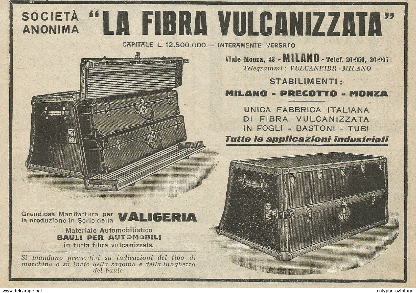 Valigeria - Bauli Per Automobili - Pubblicità 1927 - Advertising - Werbung