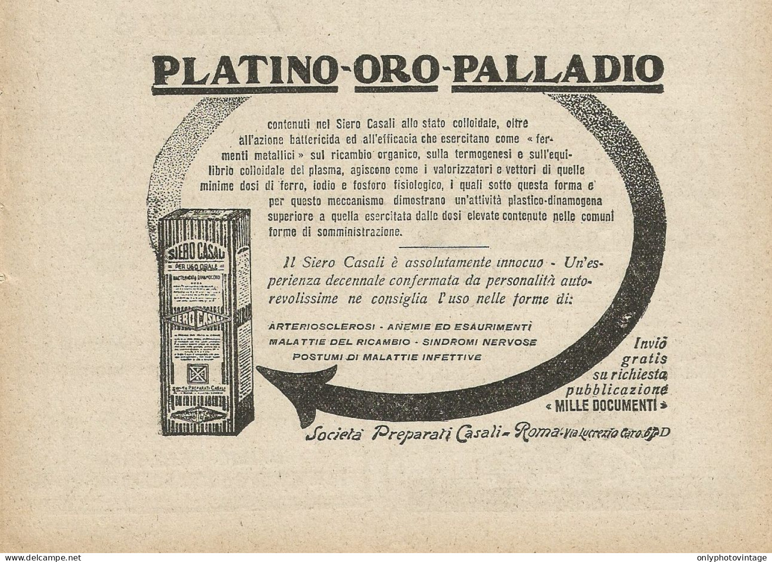 Siero Casali - Pubblicità 1923 - Advertising - Werbung