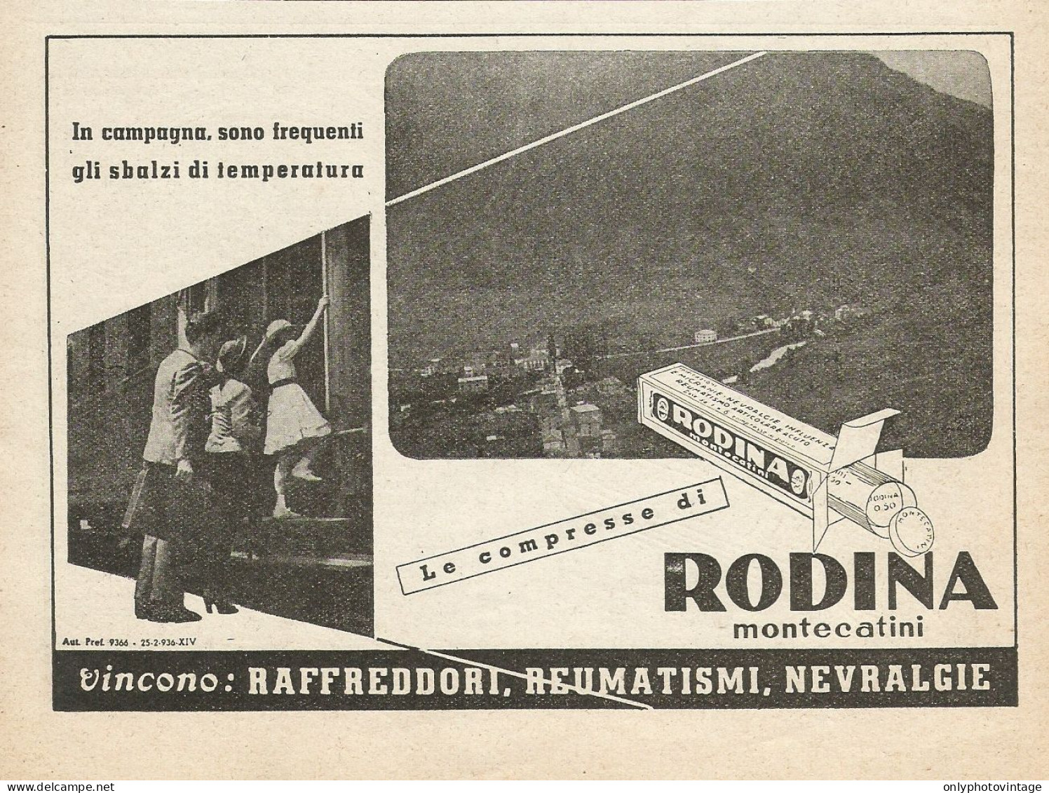 Compresse Rodina Montecatini - Pubblicità 1937 - Advertising - Advertising
