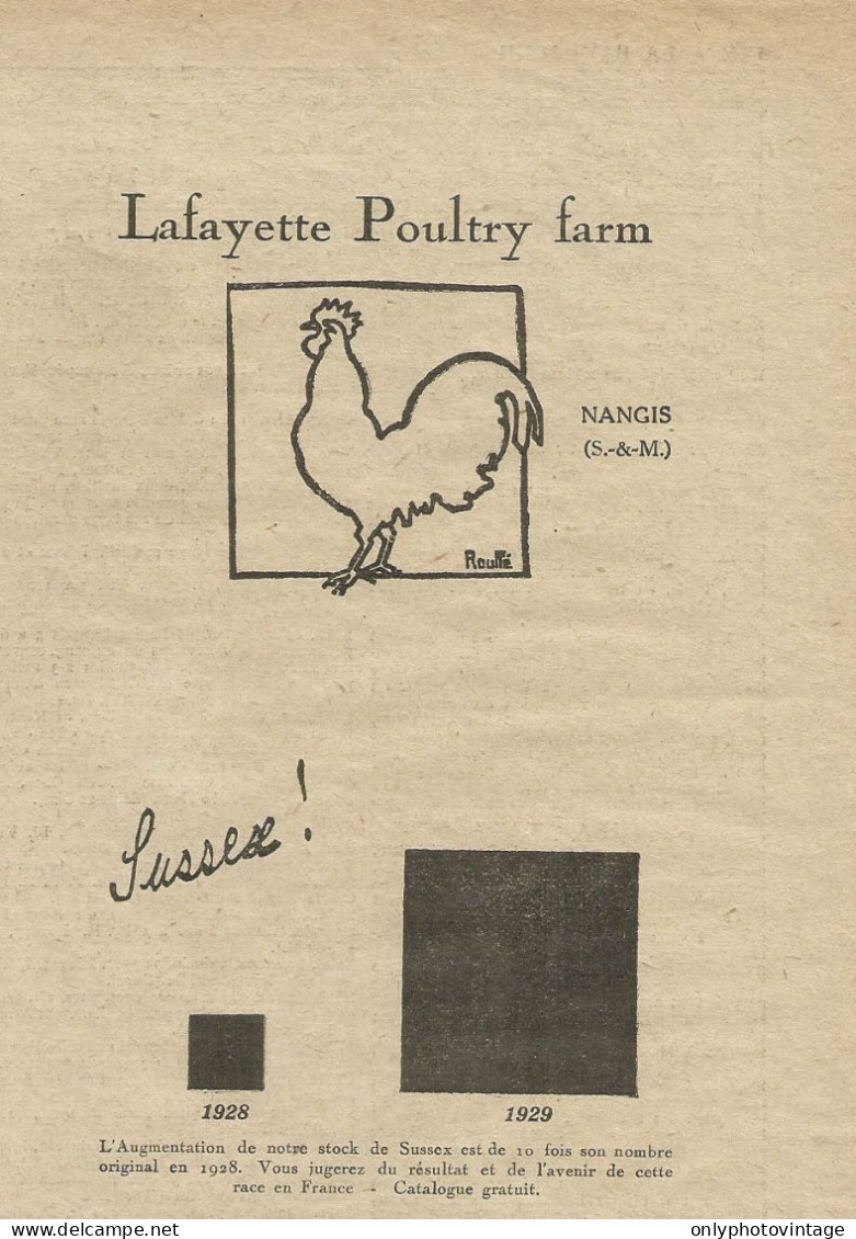 Lafayette Poultry Farm - Pubblicità 1929 - Advertising - Publicités