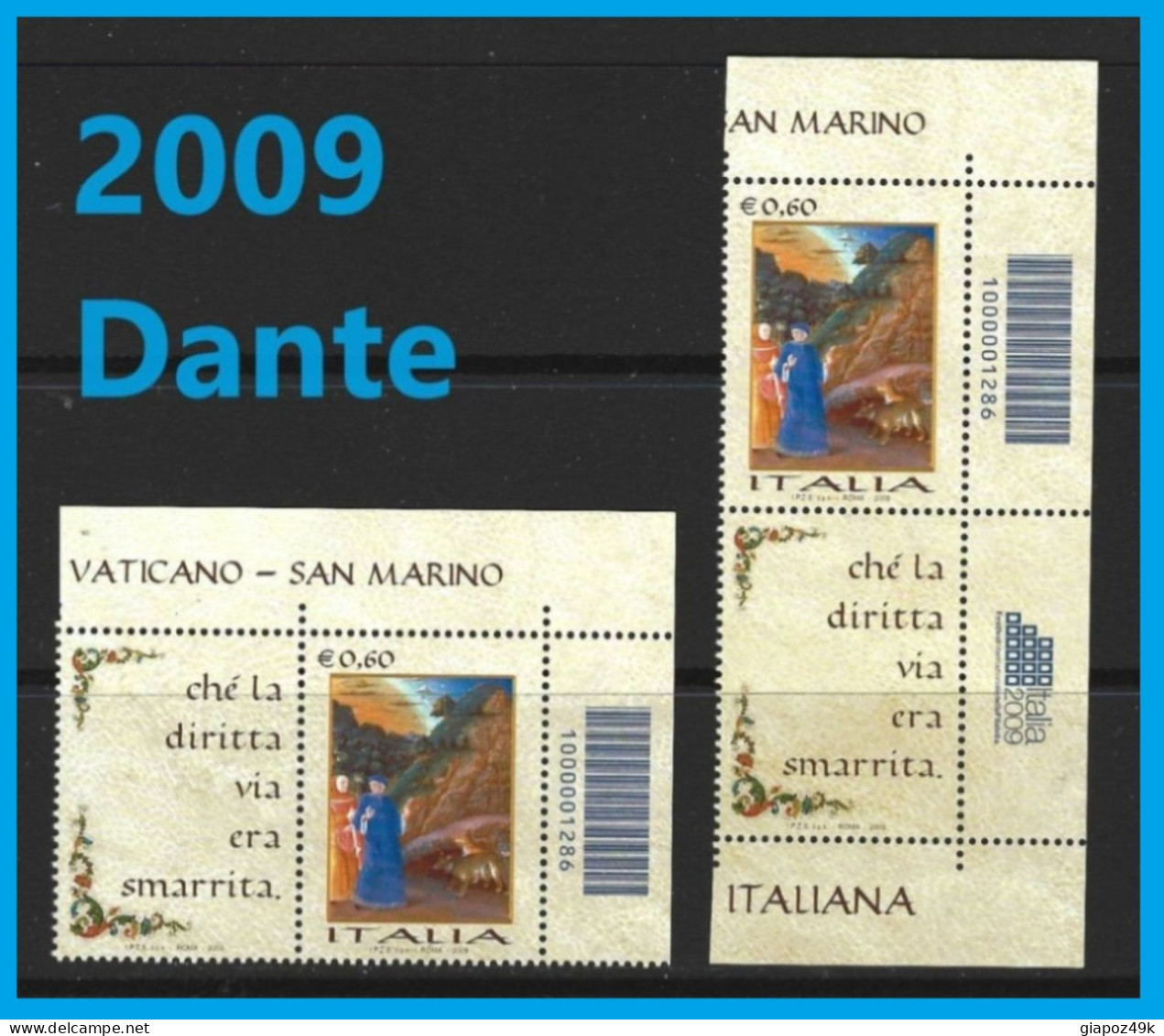 ● ITALIA 2009 ֍ LINGUA ITALIANA ֍ Dante E Virgilio ● Divina Commedia ● 2 Con CODICE A BARRE E Appendice Chiudilettera ● - Códigos De Barras