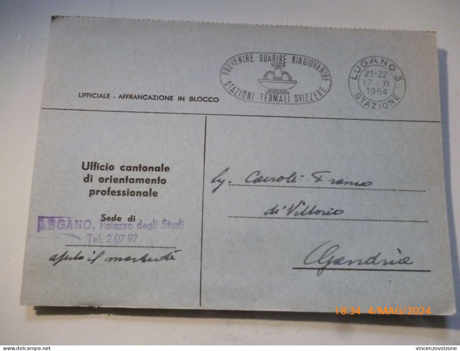Cartolina Postale Viaggiata "UFFICIO CANTONALE DI ORIENTAMENTO PROFESSIONALE" 1967 - Brieven En Documenten