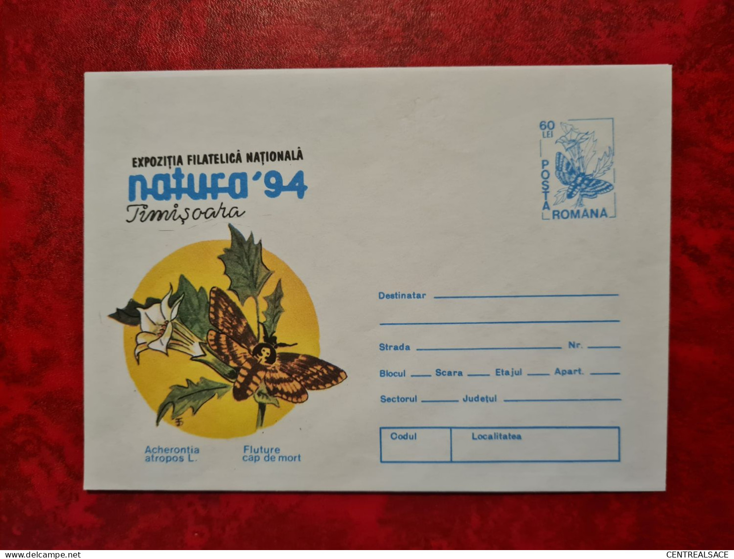 LETTRE ROUMANIE 1994 LETTRE ENTIER NATURA 94 EXPOZITIA FILATELICA NATIONALA TIMISOARA  PAPILLON - Brieven En Documenten