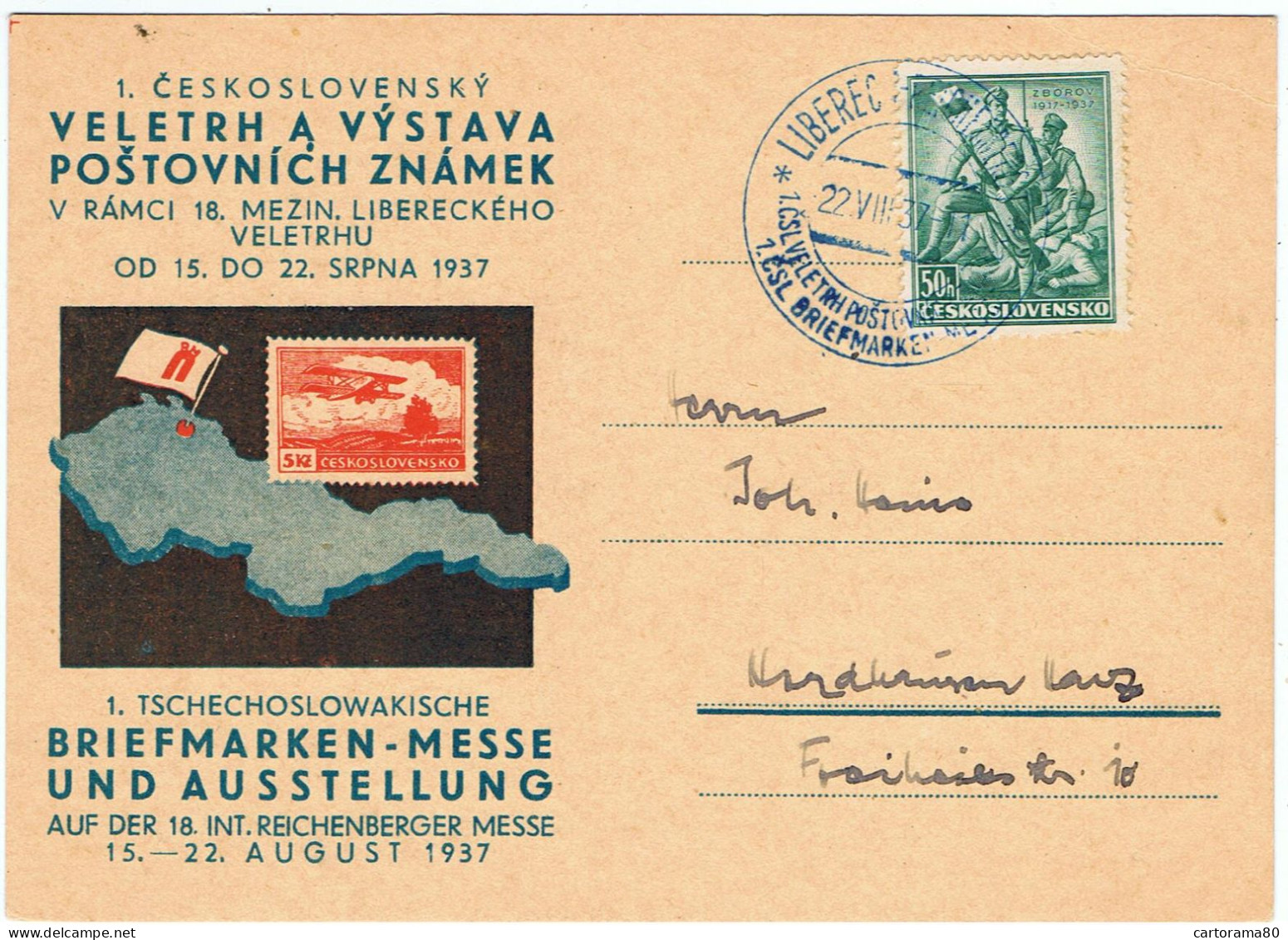 Tchécoslovaquie / 1937 / Exposition Philatélique à Liberec - Lettres & Documents