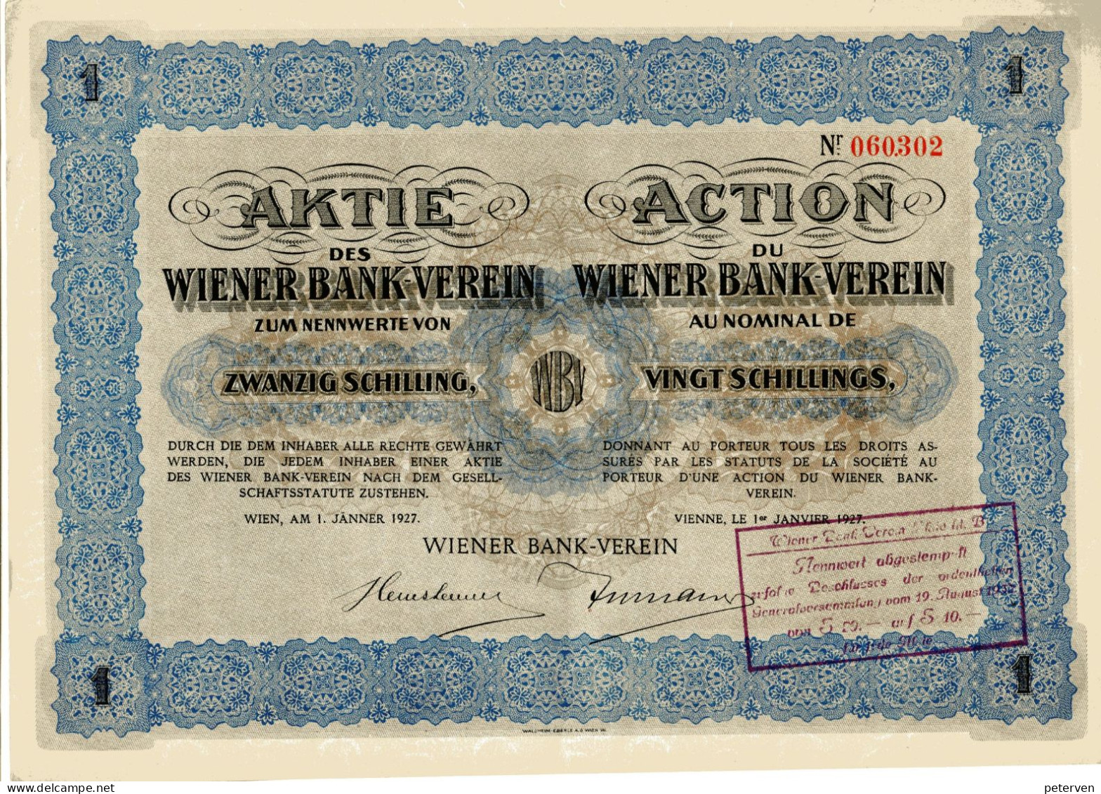 WIENER BANK-VEREIN ; Aktie - Bank & Versicherung