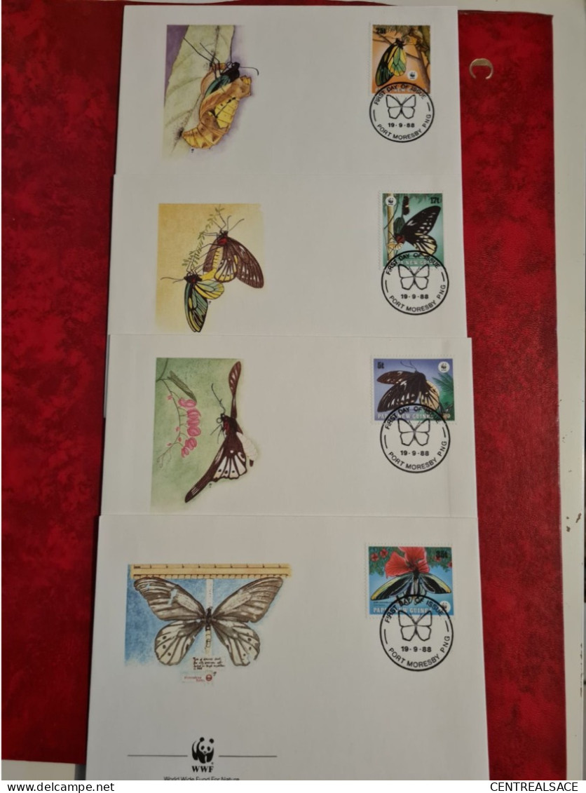 LETTRE LOT 4 LETTRES  WWF PAPOUASIE NOUVELLE GUINEE PORT MORESBY THEME PAPILLONS 1988 - Papua New Guinea