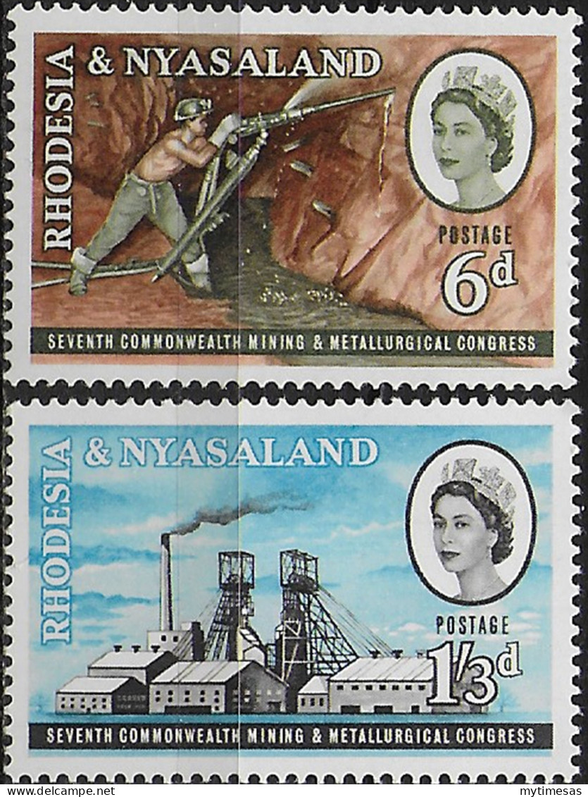 1961 Rhodesia And Nyasaland Mining Congress 2v. MNH SG N. 38/39 - Andere & Zonder Classificatie