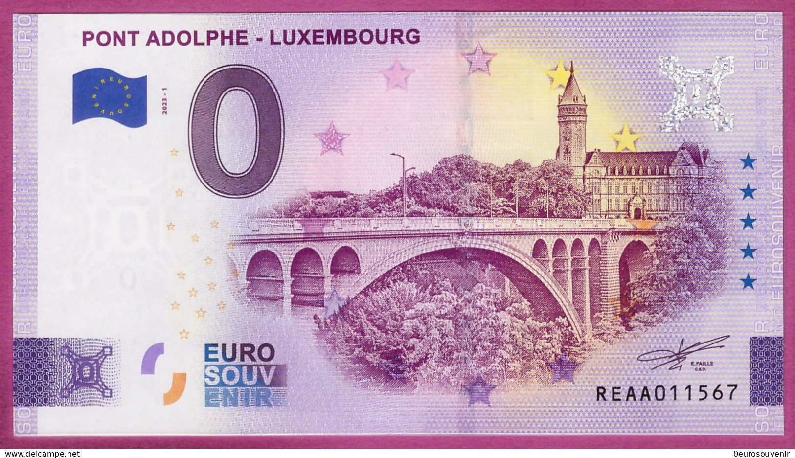 0-Euro REAA 2023-1 PONT ADOLPHE - LUXEMBOURG - Private Proofs / Unofficial