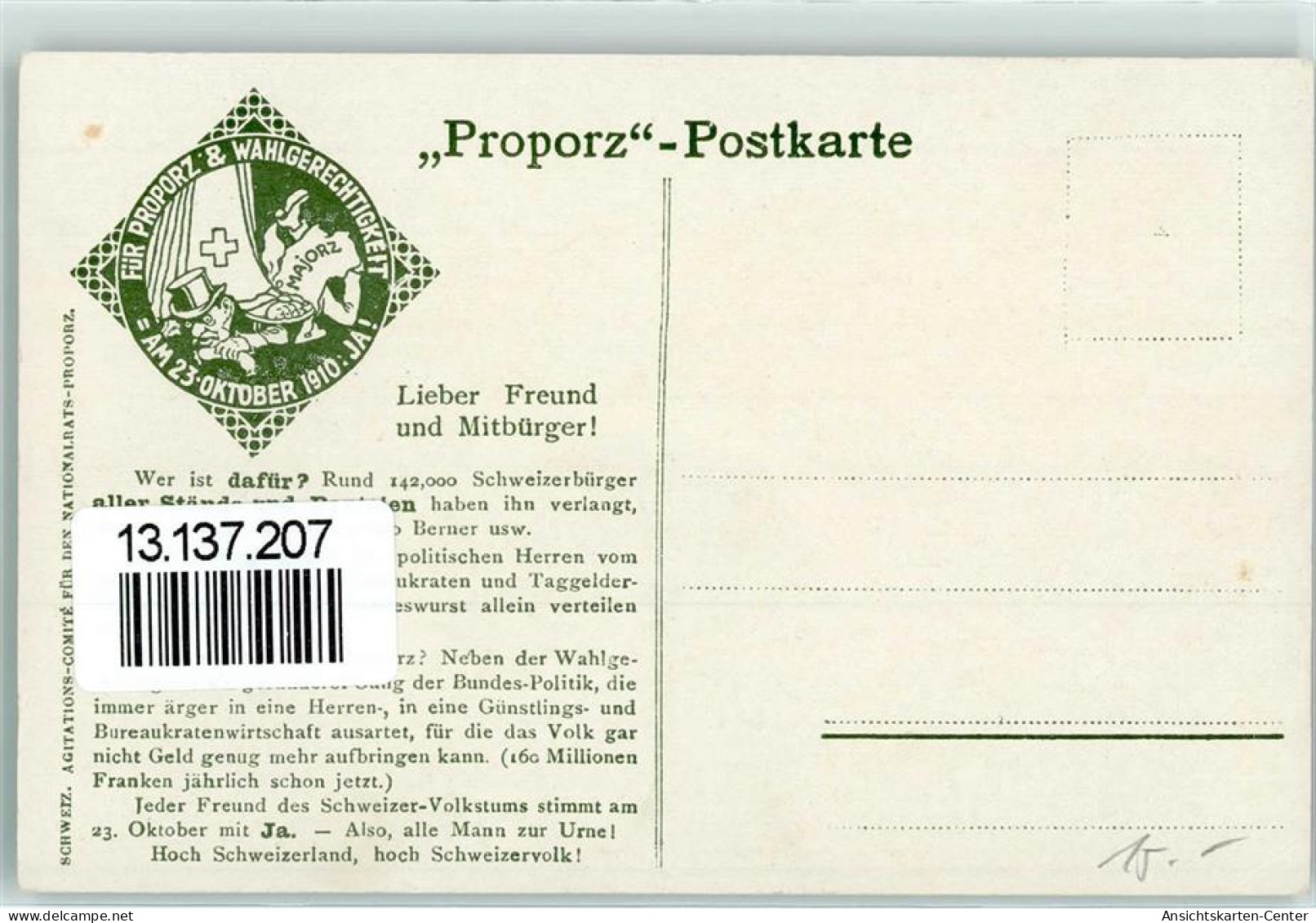 13137207 - Proporz-Postkarte Wahl - Sonstige & Ohne Zuordnung
