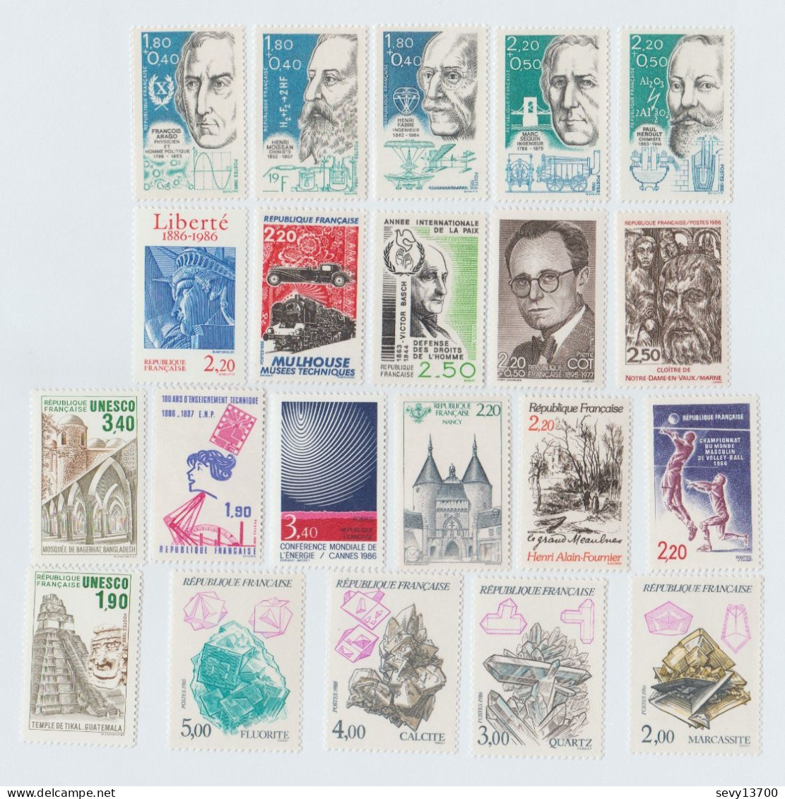France 1986 Lot De 53 Timbres Neufs Et Différents - Unused Stamps