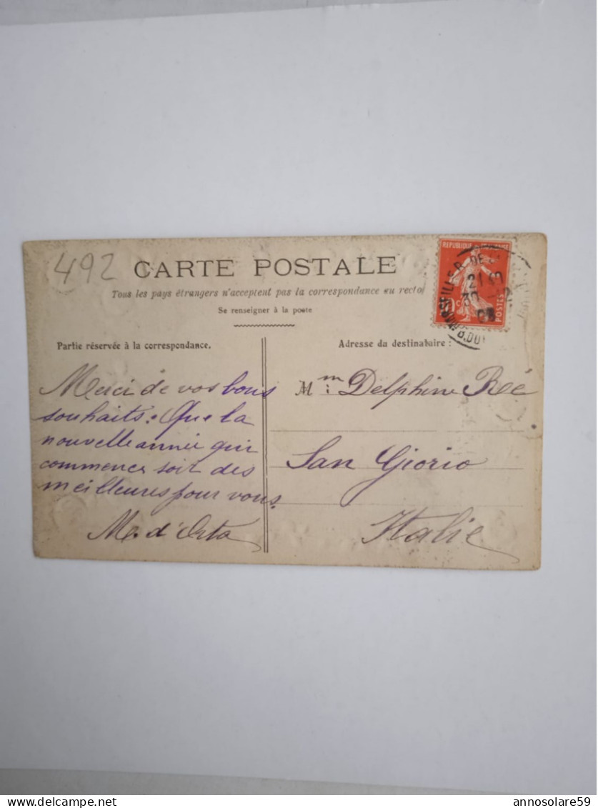 CARTE POSTALE CON MECCANISMI BONNE ANNEE ALL'INTERNO CALENDARIO DEL 1909 - VIAGGIATA - F/P - COLORI - LEGGI - Dreh- Und Zugkarten