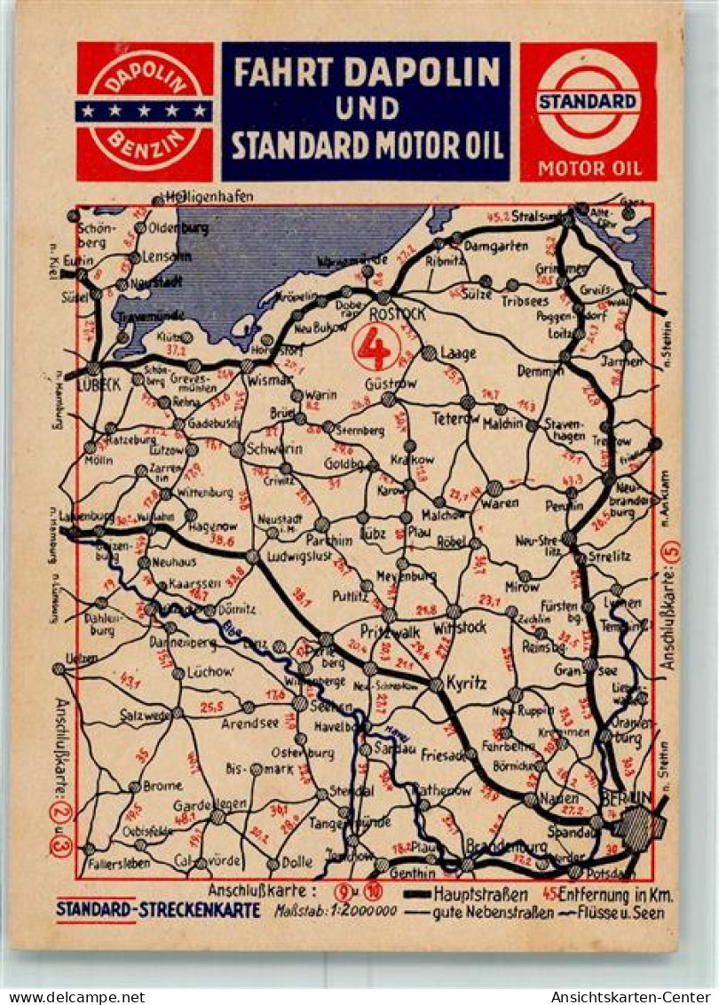 13150507 - Streckenkarte Nr. 4 Landkarte  Dapolin Benzin AK - Voitures De Tourisme