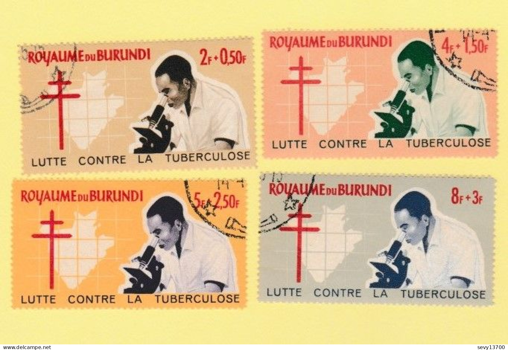 Burundi 49 timbres les droits de l'homme Interpol Nations Unis OMS lutte contre la tuberculose contre la faim education