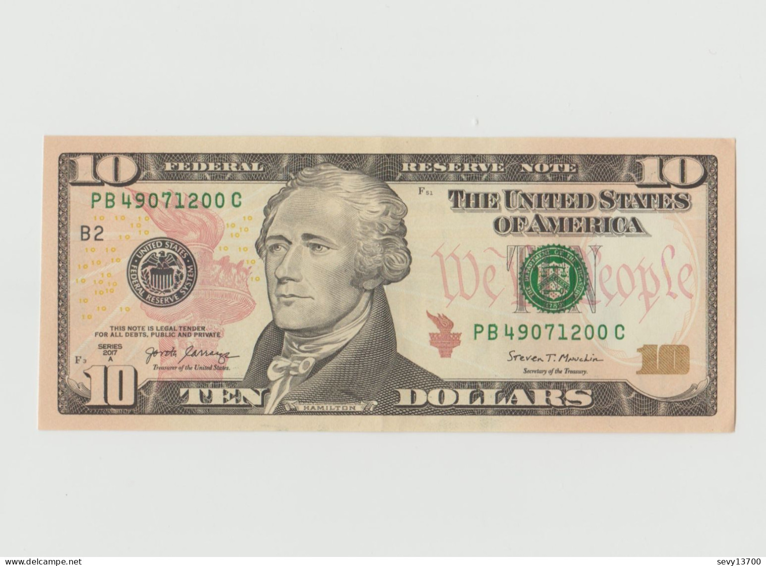 Etats Unis Billet De 10 $ Dollar Neuf Séries 2017 A - B2 New York - Hamilton - Federal Reserve Notes (1928-...)