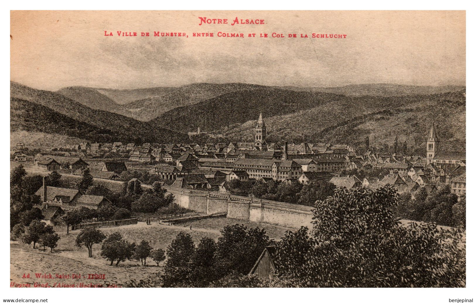 Notre Vieille Alsace - La Ville De Munster Entre Colmar Et Le Col De La Schlucht (d'après Une Ancienne Gravure) - Munster