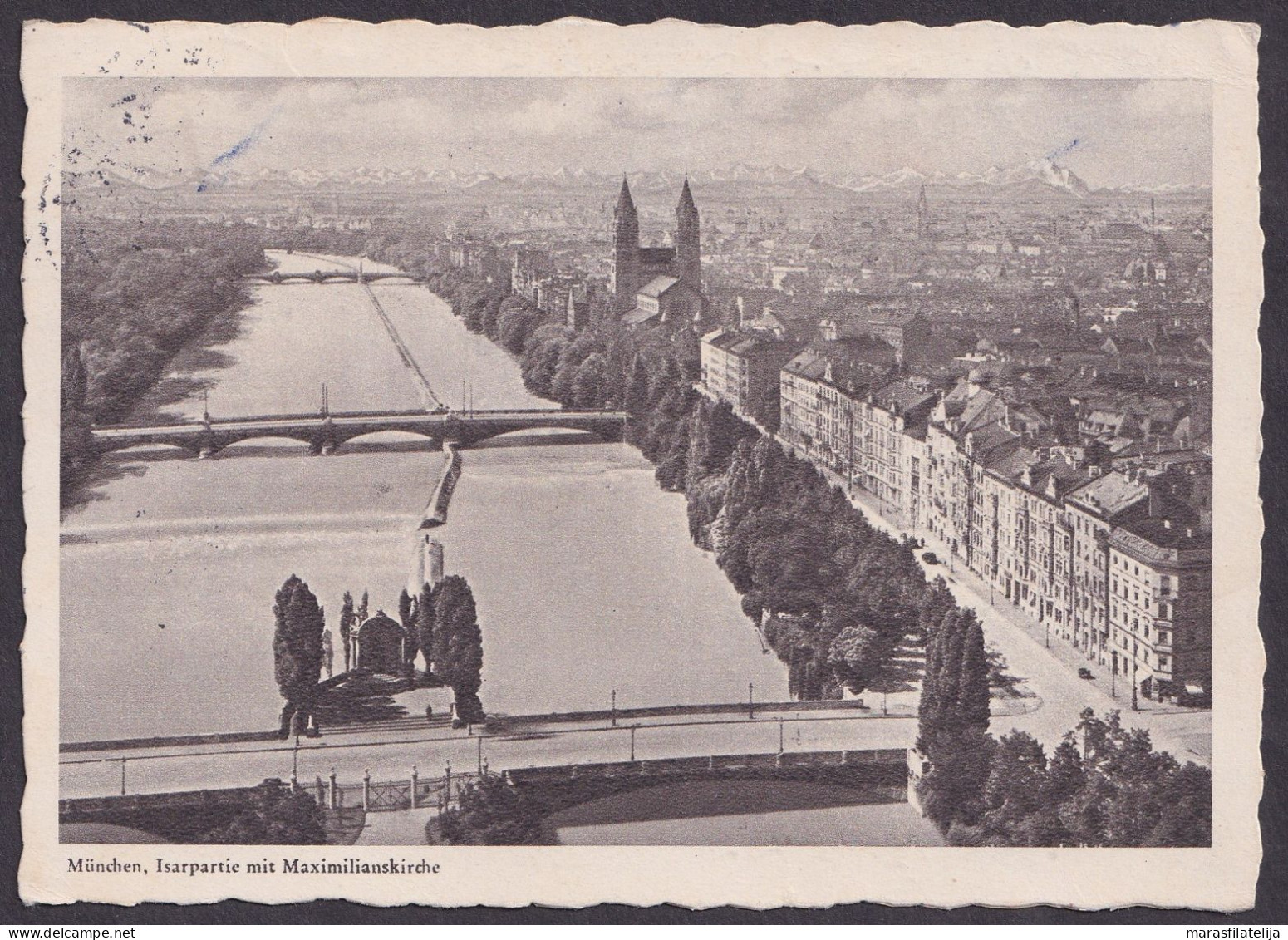 Germany, BRD 1955, Airmail, Munich Card - Isar River & Maximilian Church - Sonstige & Ohne Zuordnung