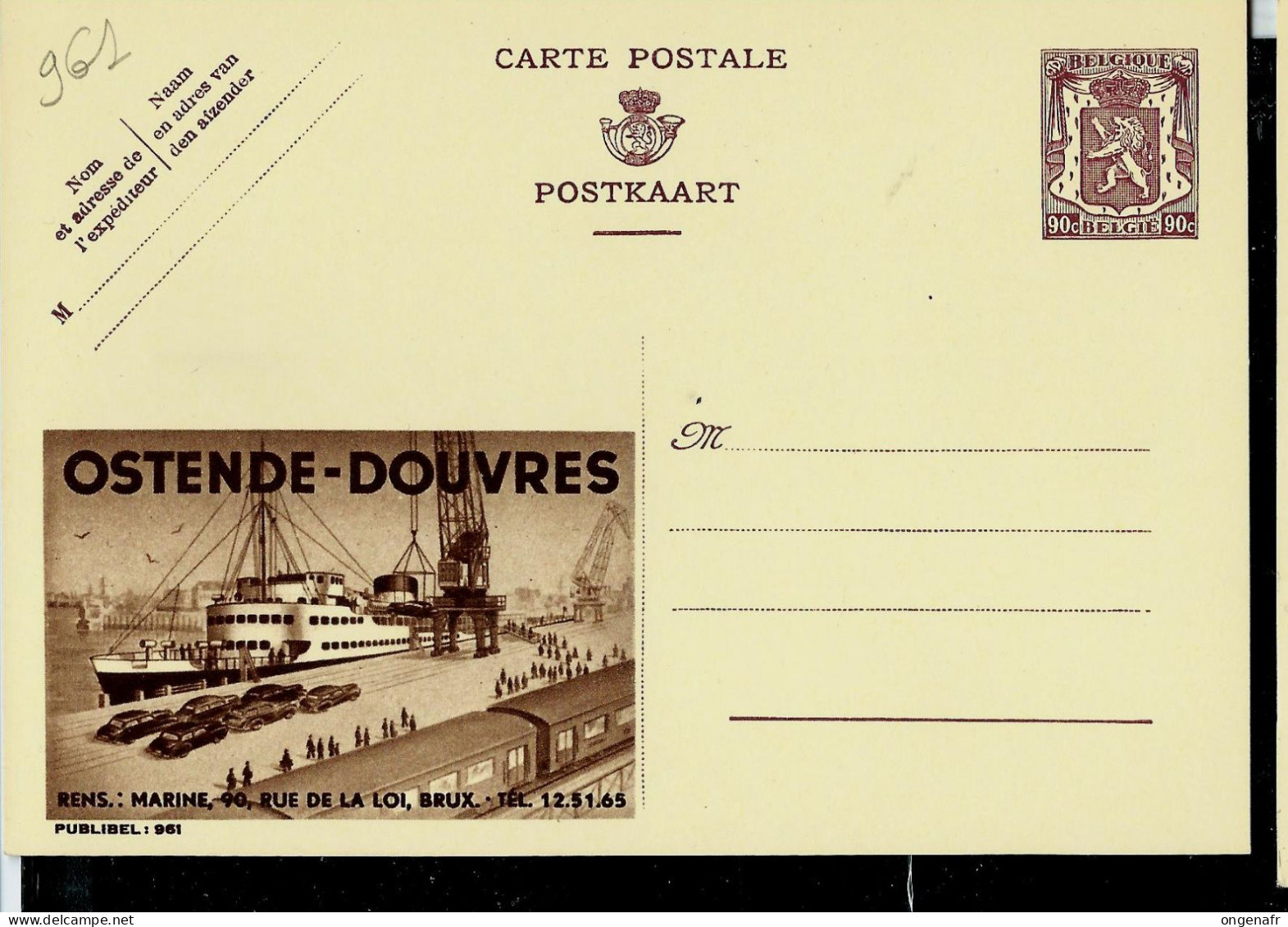Publibel Neuve N° 961 ( OSTENDE - DOUVRES ) - Werbepostkarten