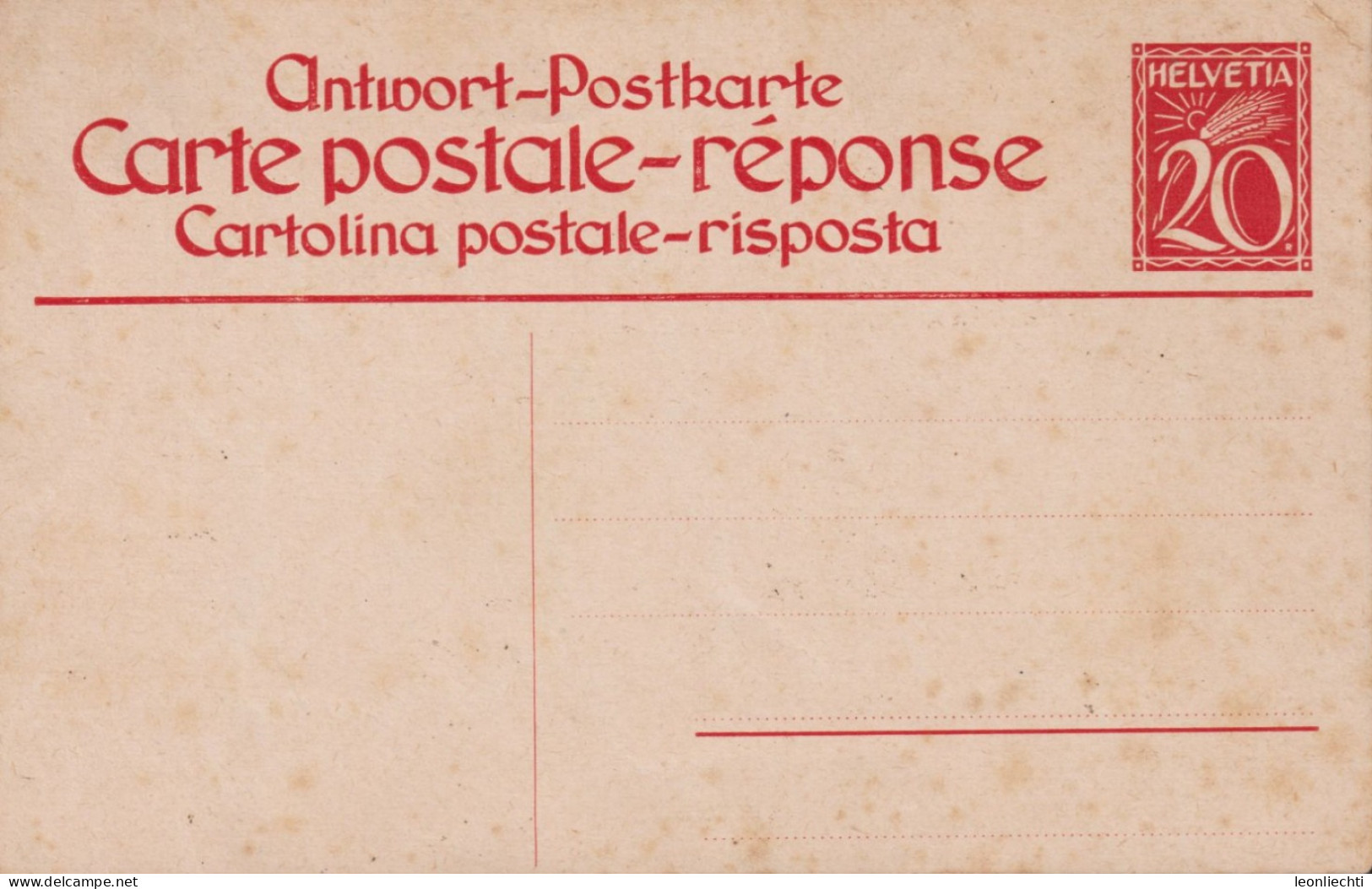 1926, Ganzsache Antwort - Postkarte ** Zum: 48 20 Cts. Rot - Postwaardestukken