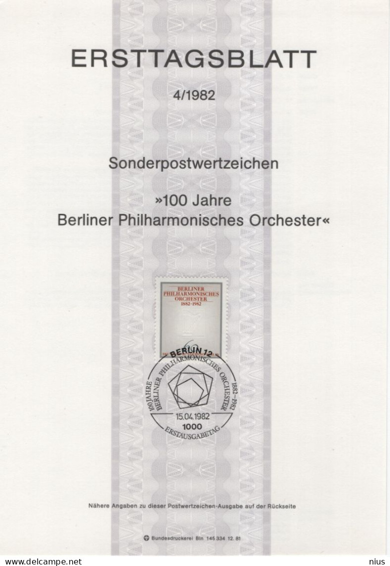Germany Deutschland 1982-04 100 Jahre Berliner Philharmonisches Orchester, Music Musique Musik, Canceled In Berlin - 1981-1990