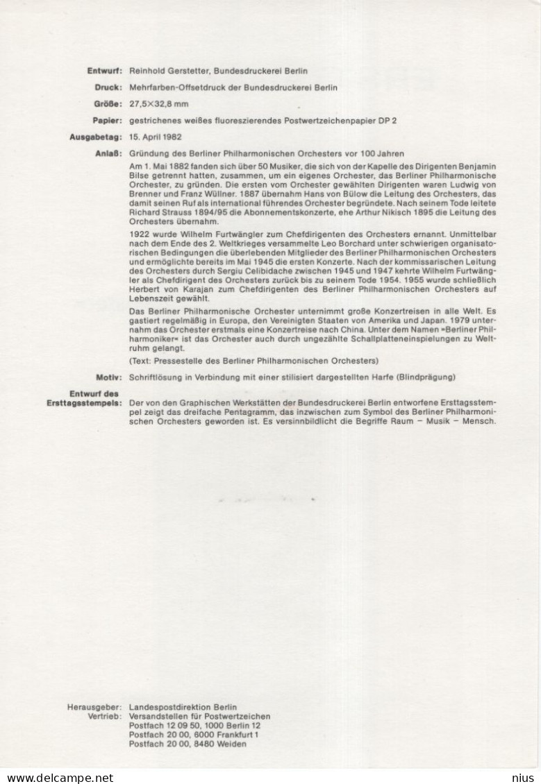 Germany Deutschland 1982-04 100 Jahre Berliner Philharmonisches Orchester, Music Musique Musik, Canceled In Berlin - 1981-1990