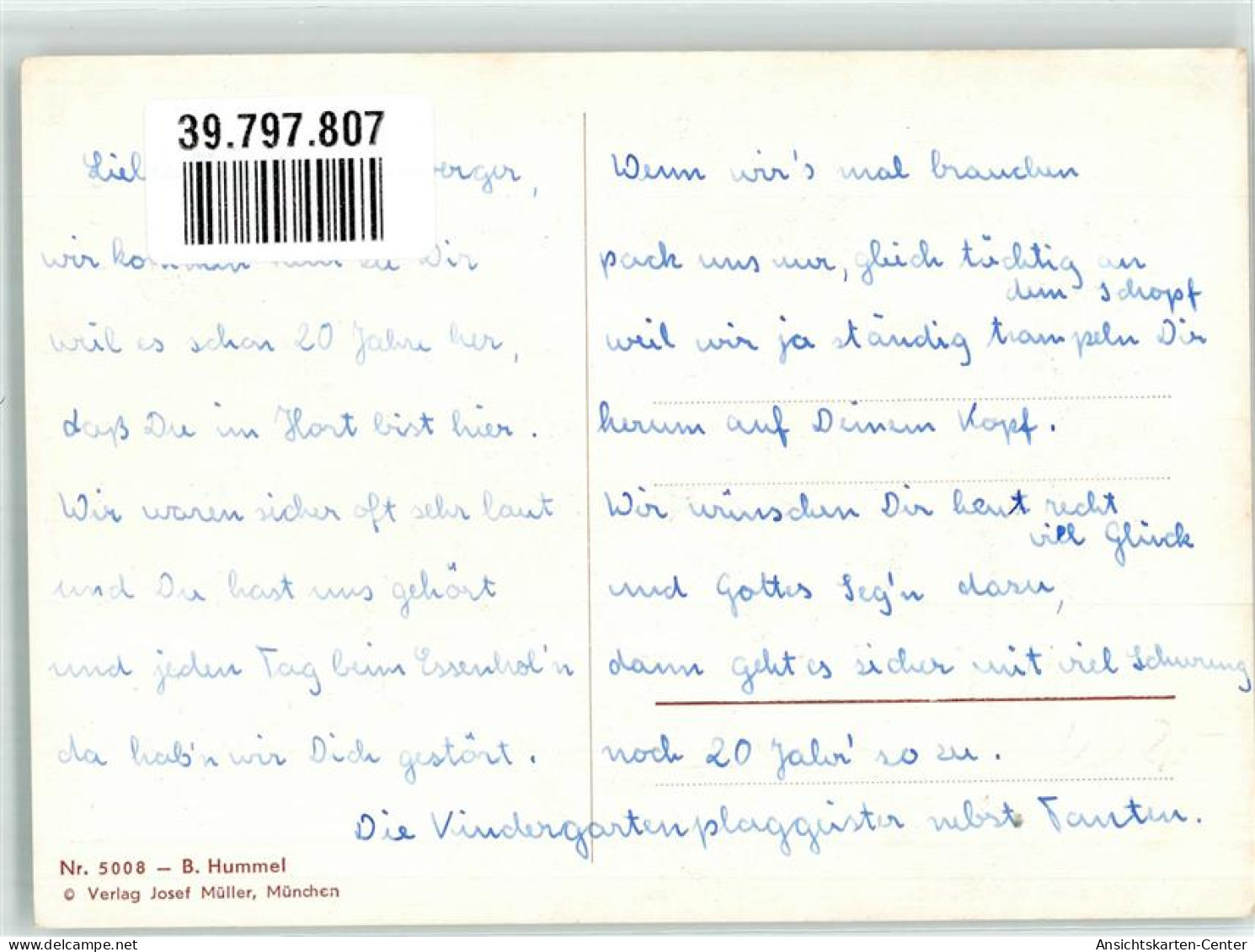 39797807 - Nr. 5008  Verlag Josef Mueller Kinder Unter Dem Regenschirm - Hummel