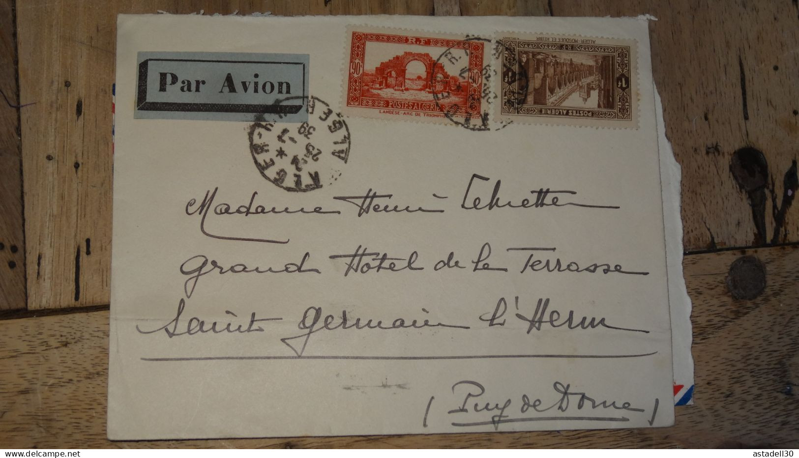 Enveloppe ALGERIE, Alger 1939, Avion ............ Boite1 .............. 240424-309 - Brieven En Documenten