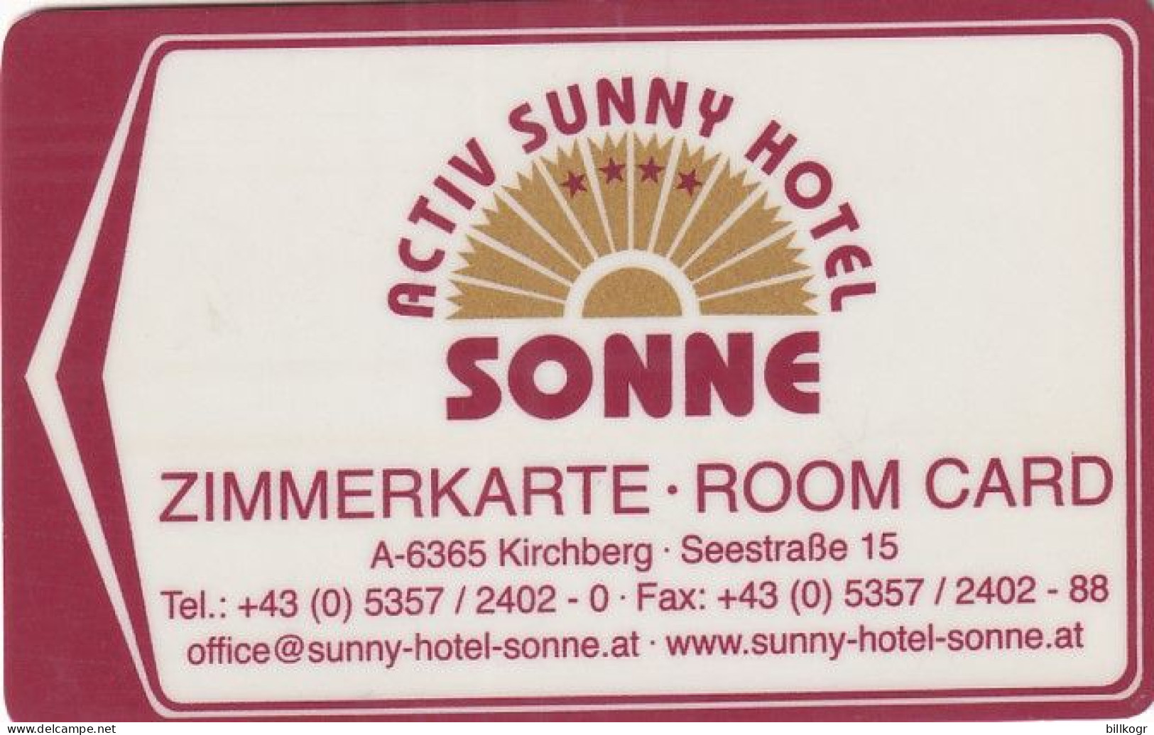 AUSTRIA - Sonne/Activ Sunny Hotel, Hotel Keycard, Used - Chiavi Elettroniche Di Alberghi