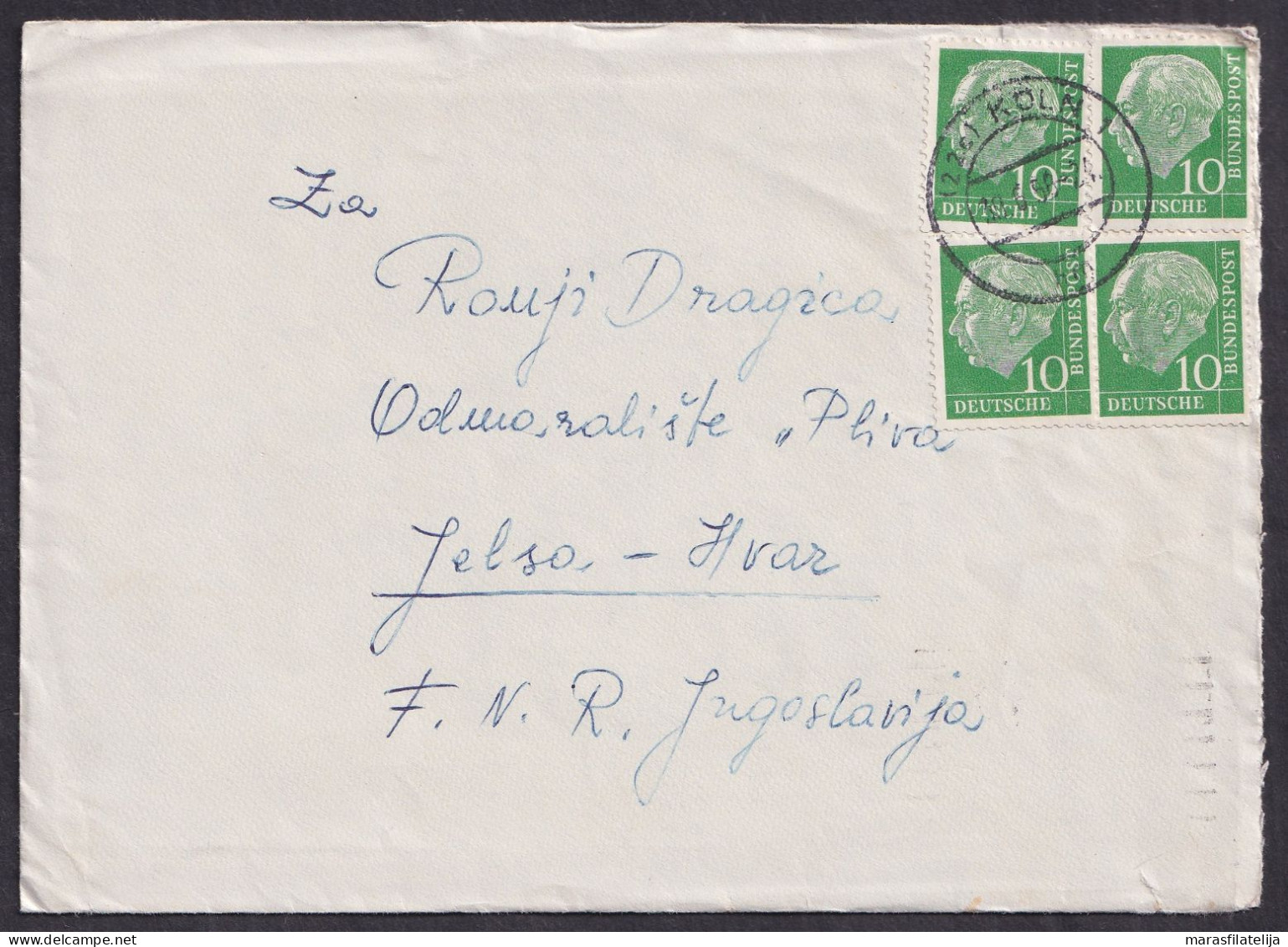 Germany, BRD 1956, Letter Köln - Zagreb, Yugoslavia - Autres & Non Classés