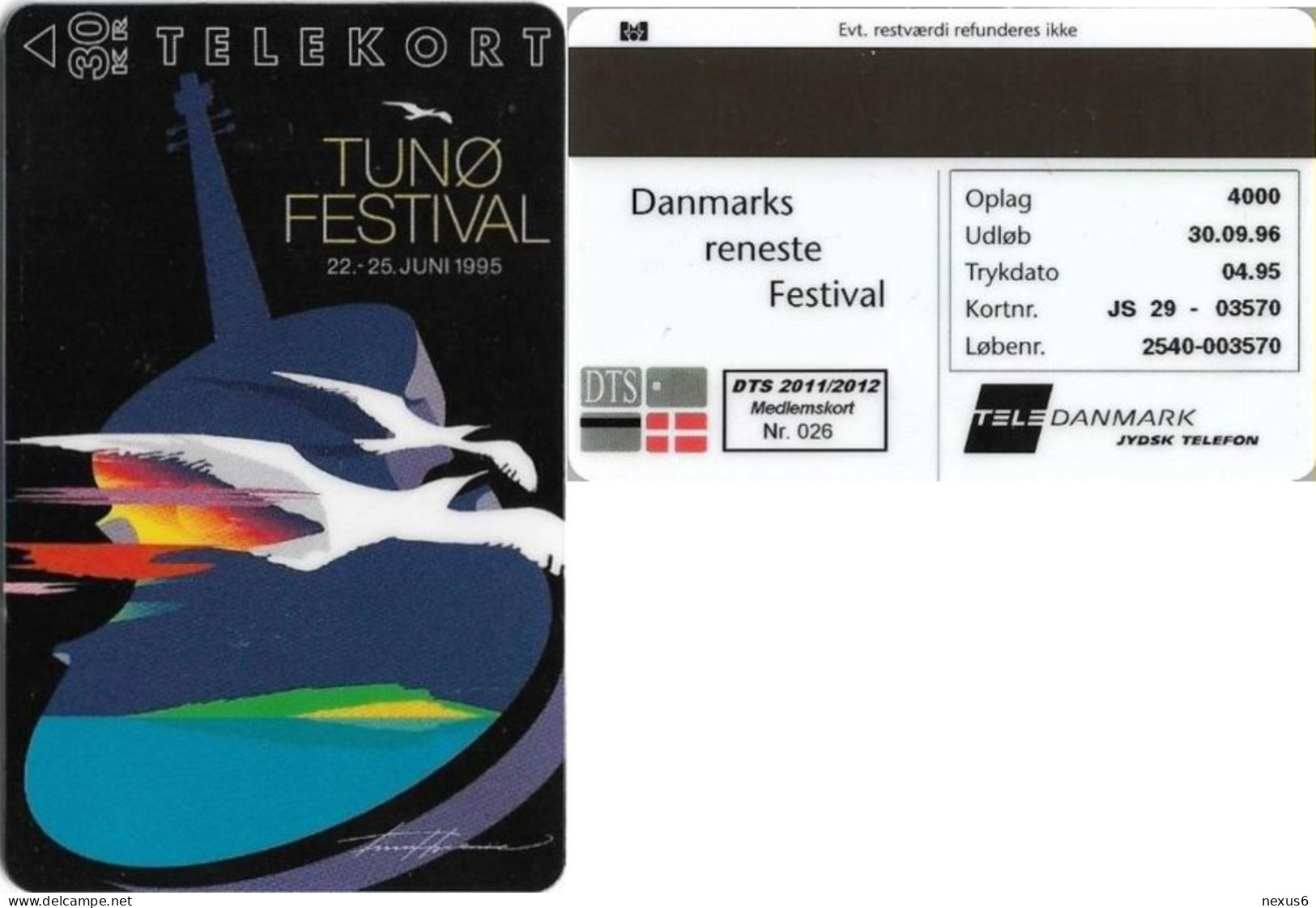Denmark - DTS Medlemskort 2011 (Magnetic) - Tunoe Festival - 30Kr, 150ex, Mint - Dänemark