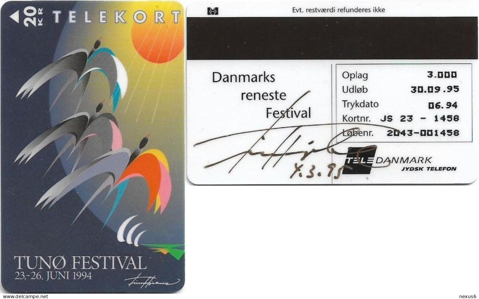 Denmark - Jydsk - Tunoe Festival 1994 - TDJS023B - 06.1994, 20kr, (With Signature) Used - Danemark