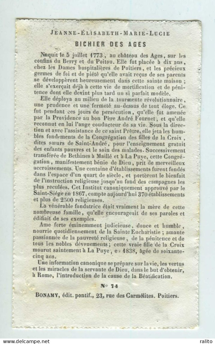 3 IMAGES PIEUSES XIXème siècle REGNIER FOURNET SOEUR ELISABETH Poitiers